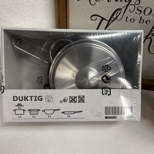NEW SEALED IKEA DUKTIG 5-Piece Toy Cookware Set POTS PANS LID 001.301.67